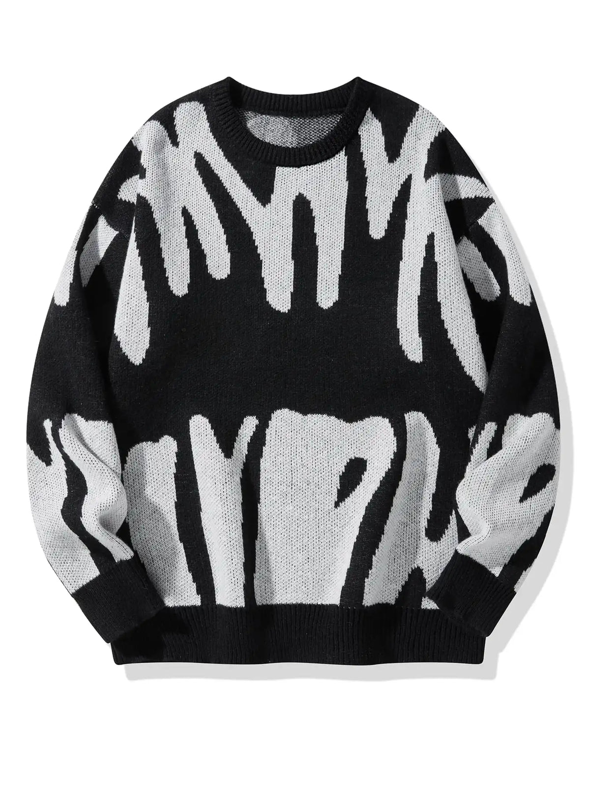 Maglione Uomo Jacquard a Contrasto – Pullover Girocollo Casual Autunno/Inverno