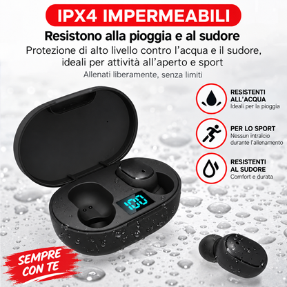 Auricolari Wireless TWS E6S Bluetooth 5.0 con Microfono, Custodia di Ricarica e Riduzione del Rumore