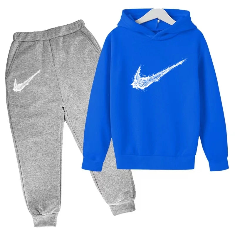 Nuovo Completo Sportivo Bambino e Bambina – Felpa con Cappuccio e Pantaloni Casual, da 3 a 13 Anni