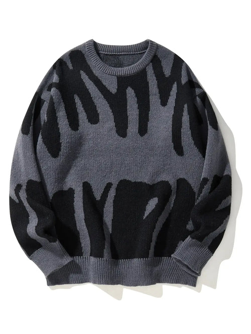 Maglione Uomo Jacquard a Contrasto – Pullover Girocollo Casual Autunno/Inverno
