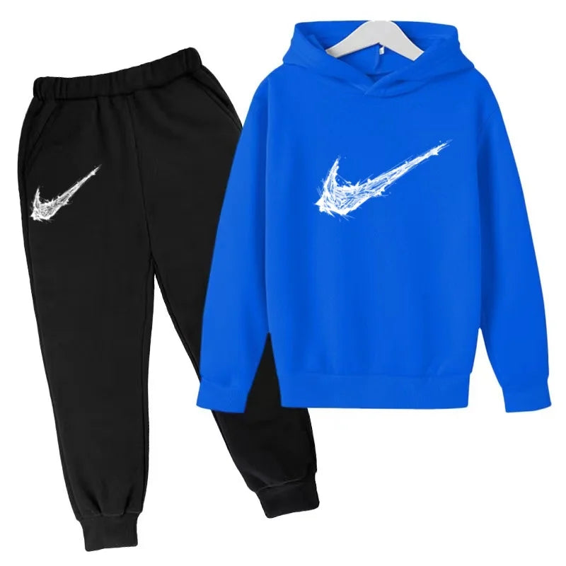 Nuovo Completo Sportivo Bambino e Bambina – Felpa con Cappuccio e Pantaloni Casual, da 3 a 13 Anni