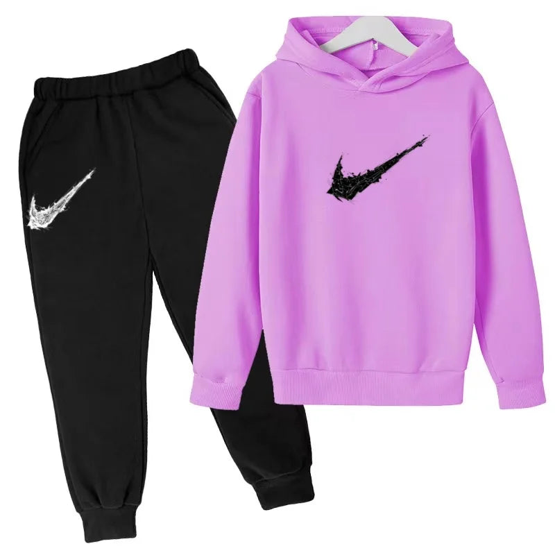 Nuovo Completo Sportivo Bambino e Bambina – Felpa con Cappuccio e Pantaloni Casual, da 3 a 13 Anni