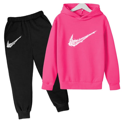 Nuovo Completo Sportivo Bambino e Bambina – Felpa con Cappuccio e Pantaloni Casual, da 3 a 13 Anni