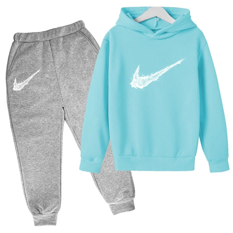 Nuovo Completo Sportivo Bambino e Bambina – Felpa con Cappuccio e Pantaloni Casual, da 3 a 13 Anni