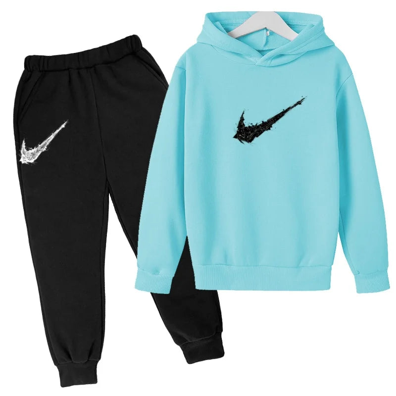 Nuovo Completo Sportivo Bambino e Bambina – Felpa con Cappuccio e Pantaloni Casual, da 3 a 13 Anni