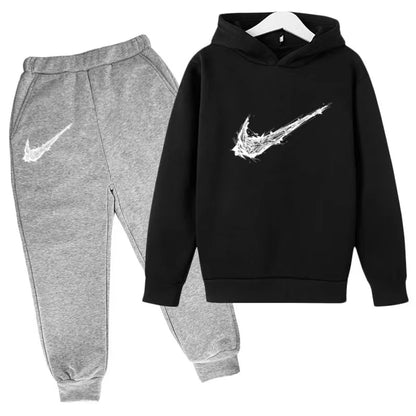 Nuovo Completo Sportivo Bambino e Bambina – Felpa con Cappuccio e Pantaloni Casual, da 3 a 13 Anni