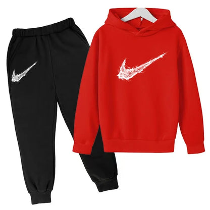 Nuovo Completo Sportivo Bambino e Bambina – Felpa con Cappuccio e Pantaloni Casual, da 3 a 13 Anni