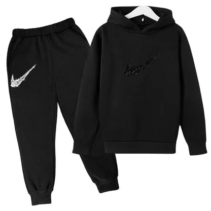 Nuovo Completo Sportivo Bambino e Bambina – Felpa con Cappuccio e Pantaloni Casual, da 3 a 13 Anni