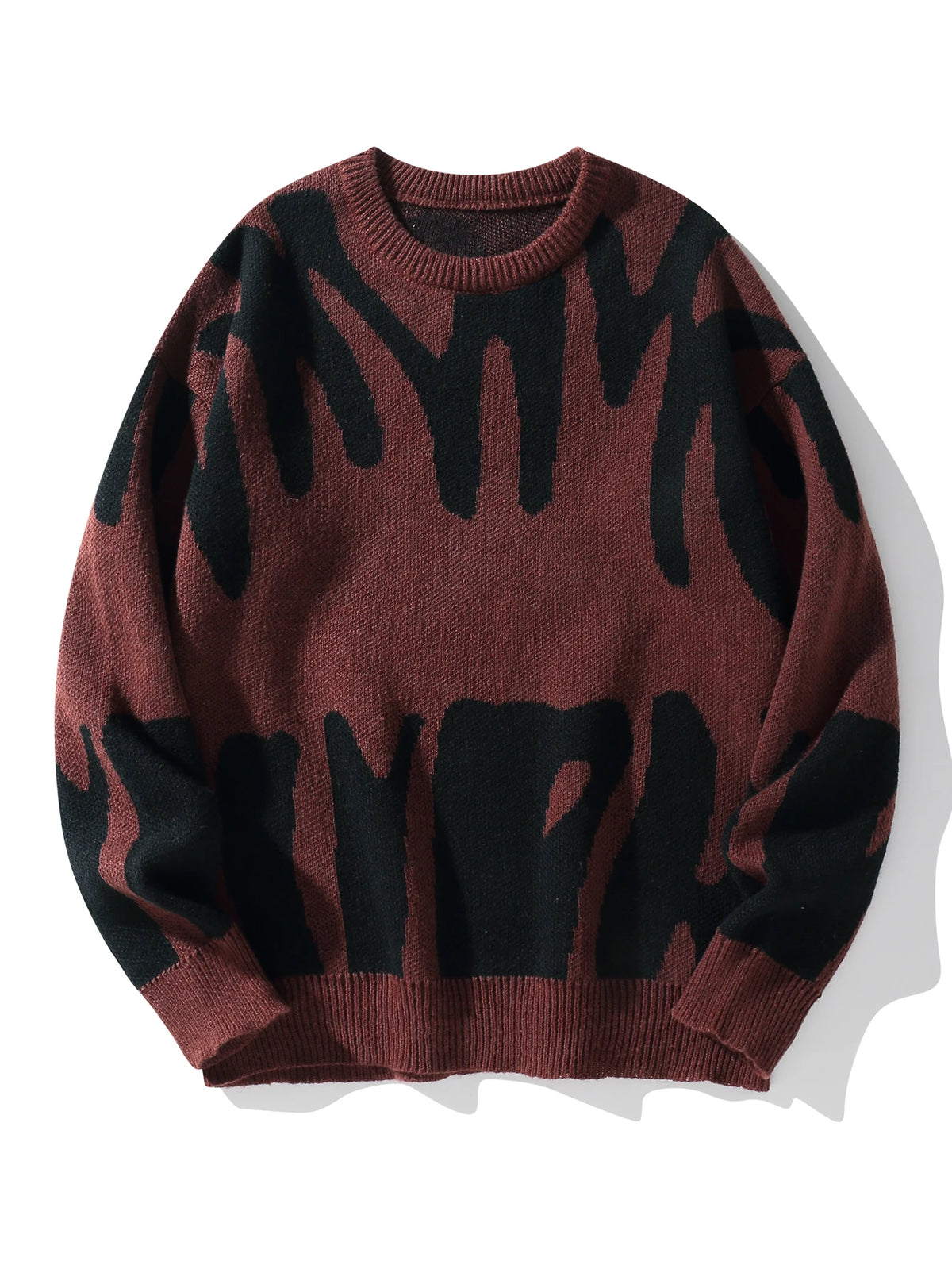 Maglione Uomo Jacquard a Contrasto – Pullover Girocollo Casual Autunno/Inverno