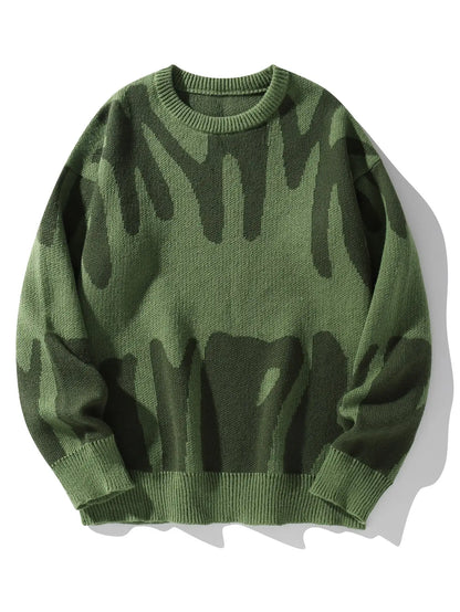 Maglione Uomo Jacquard a Contrasto – Pullover Girocollo Casual Autunno/Inverno