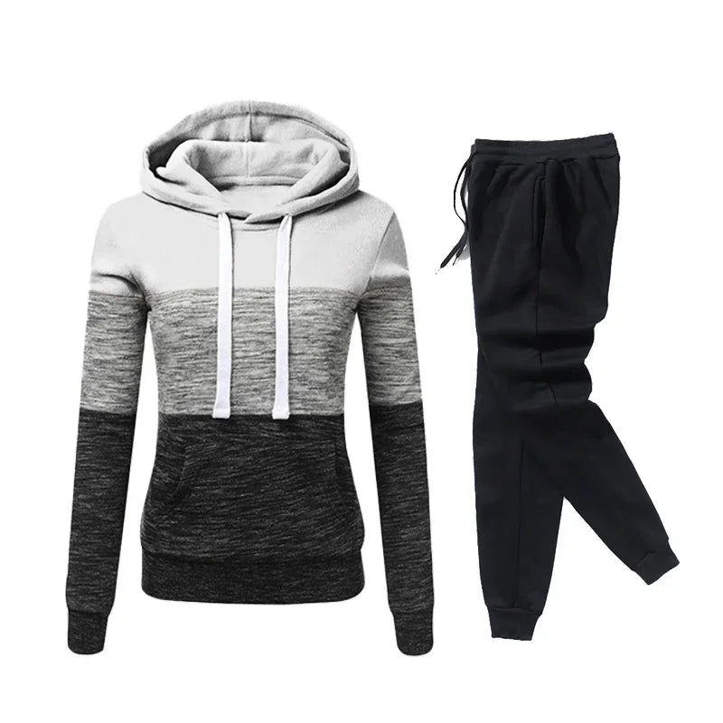 Completo Sportivo Donna Autunno Inverno – Felpa con Cappuccio e Pantaloni Jogging
