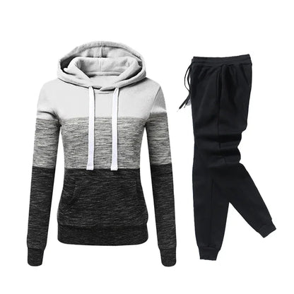 Completo Sportivo Donna Autunno Inverno – Felpa con Cappuccio e Pantaloni Jogging