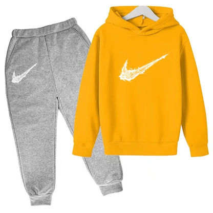 Nuovo Completo Sportivo Bambino e Bambina – Felpa con Cappuccio e Pantaloni Casual, da 3 a 13 Anni