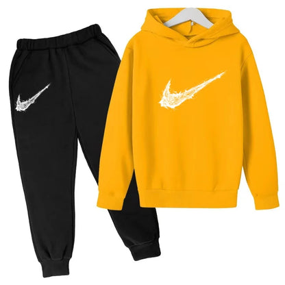 Nuovo Completo Sportivo Bambino e Bambina – Felpa con Cappuccio e Pantaloni Casual, da 3 a 13 Anni