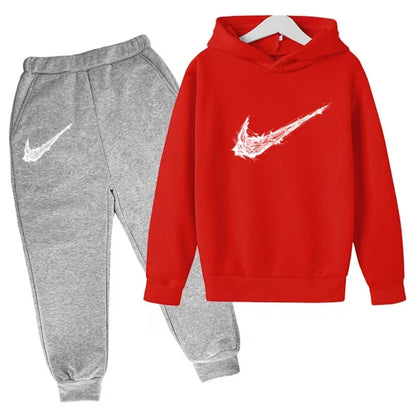 Nuovo Completo Sportivo Bambino e Bambina – Felpa con Cappuccio e Pantaloni Casual, da 3 a 13 Anni