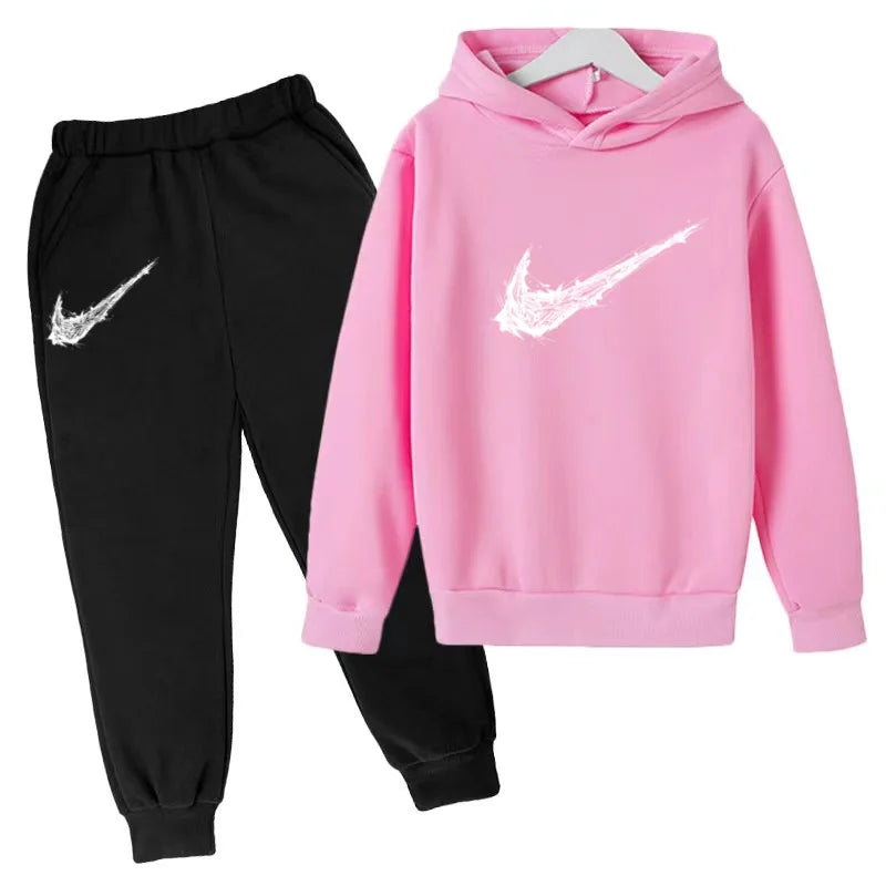 Nuovo Completo Sportivo Bambino e Bambina – Felpa con Cappuccio e Pantaloni Casual, da 3 a 13 Anni
