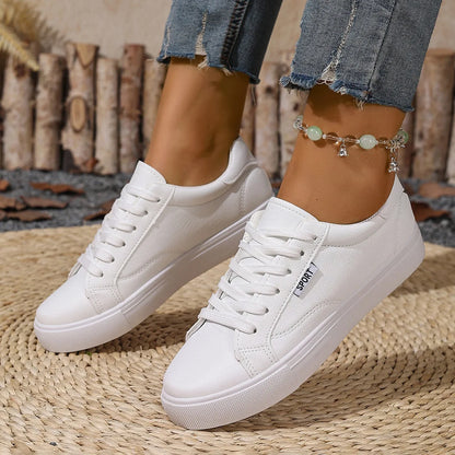 Sneakers da donna stringate in PU, suola bassa