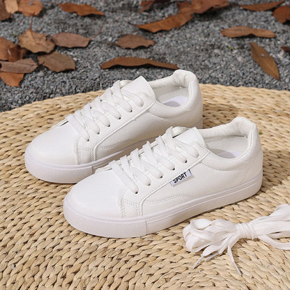 Sneakers da donna stringate in PU, suola bassa
