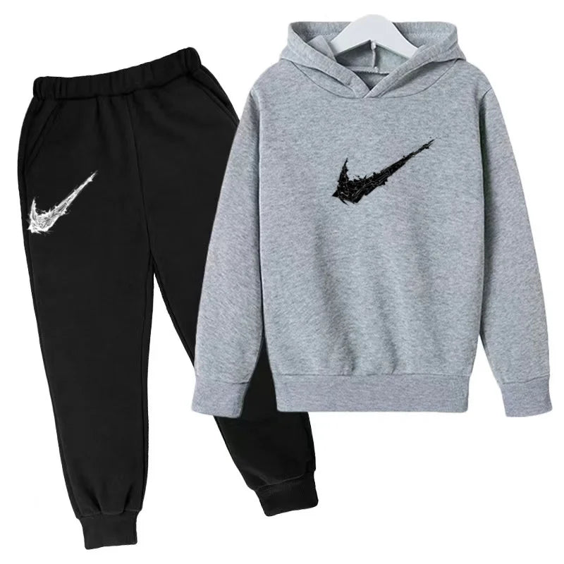 Nuovo Completo Sportivo Bambino e Bambina – Felpa con Cappuccio e Pantaloni Casual, da 3 a 13 Anni