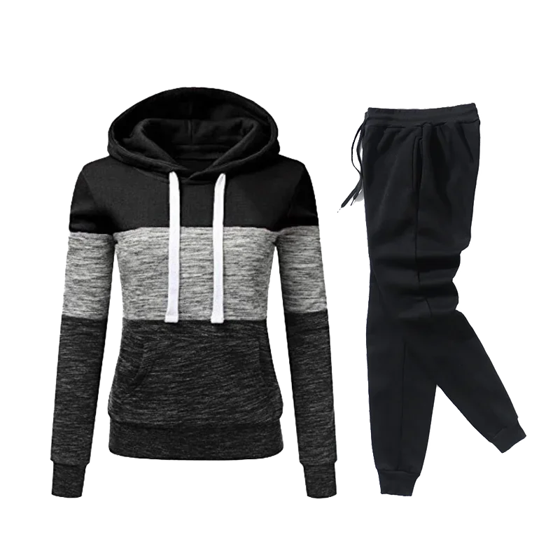 Completo Sportivo Donna Autunno Inverno – Felpa con Cappuccio e Pantaloni Jogging