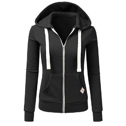 Felpa donna con cappuccio e zip autunno/inverno – Maglione sportivo caldo con coulisse e tasche CYXX386