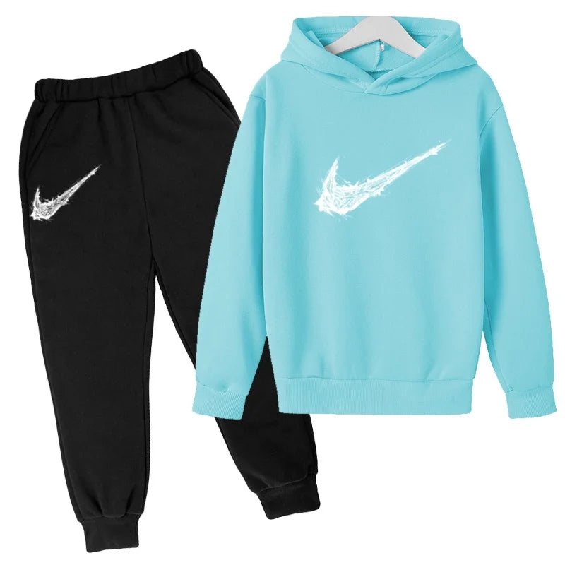 Nuovo Completo Sportivo Bambino e Bambina – Felpa con Cappuccio e Pantaloni Casual, da 3 a 13 Anni