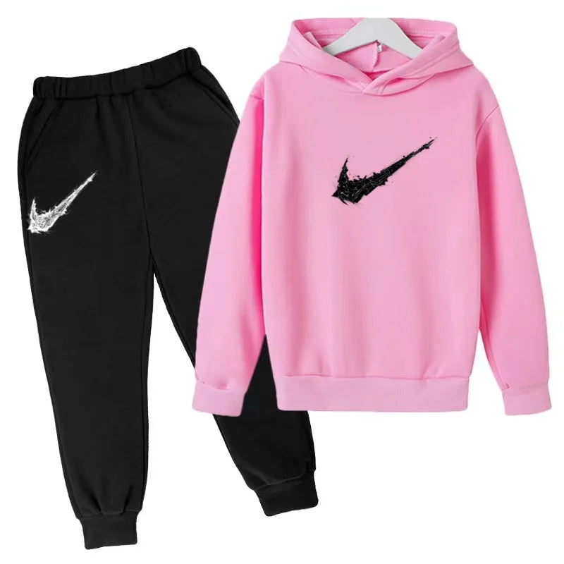 Nuovo Completo Sportivo Bambino e Bambina – Felpa con Cappuccio e Pantaloni Casual, da 3 a 13 Anni