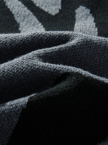 Maglione Uomo Jacquard a Contrasto – Pullover Girocollo Casual Autunno/Inverno