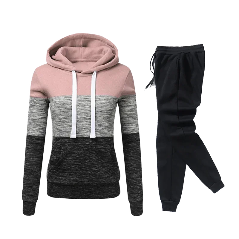 Completo Sportivo Donna Autunno Inverno – Felpa con Cappuccio e Pantaloni Jogging