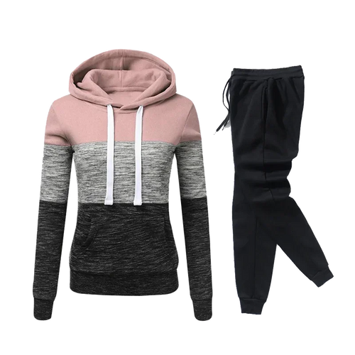 Completo Sportivo Donna Autunno Inverno – Felpa con Cappuccio e Pantaloni Jogging