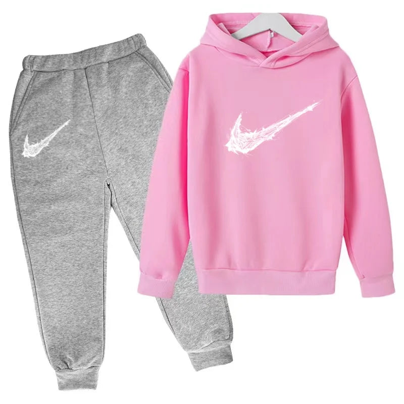 Nuovo Completo Sportivo Bambino e Bambina – Felpa con Cappuccio e Pantaloni Casual, da 3 a 13 Anni