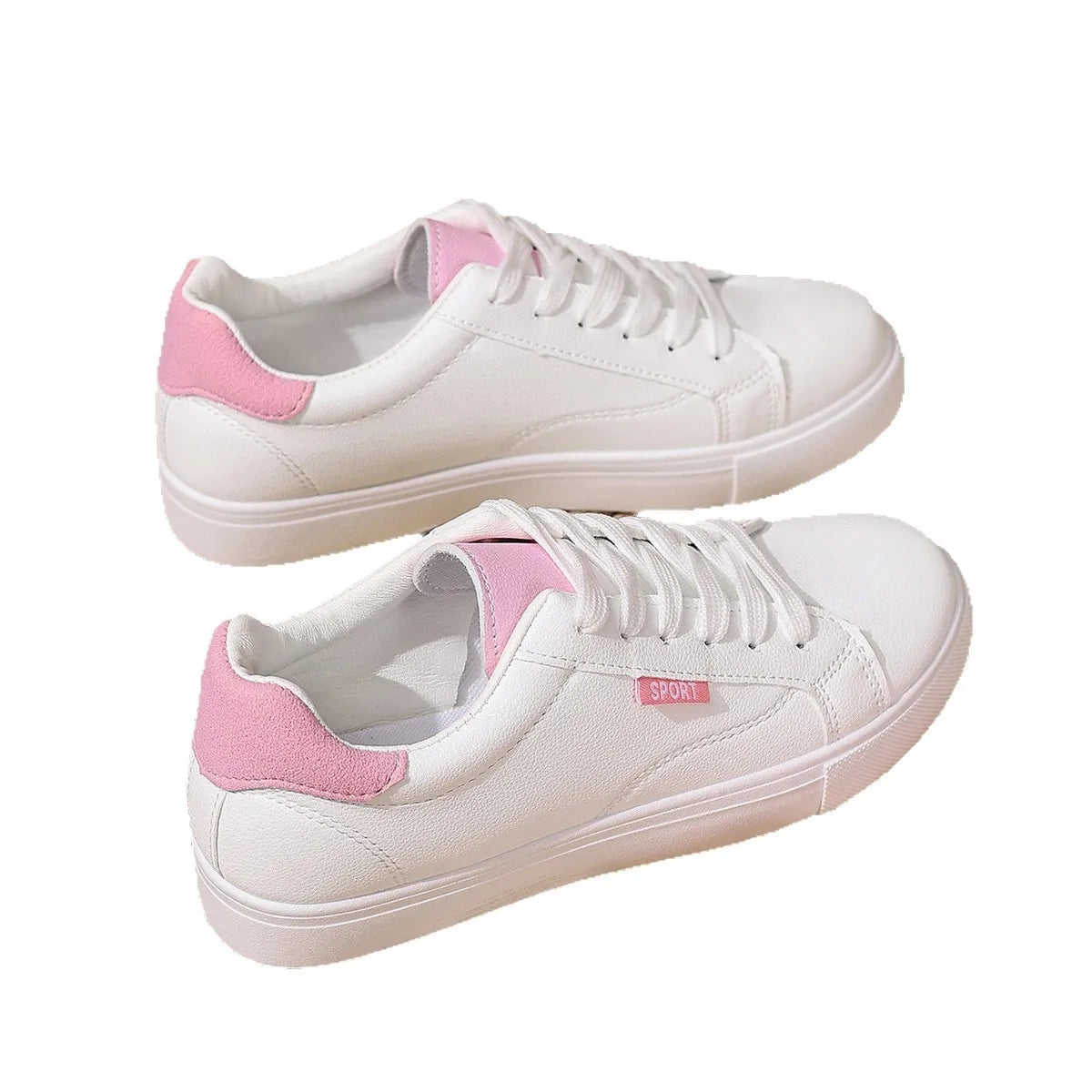 Sneakers da donna stringate in PU, suola bassa