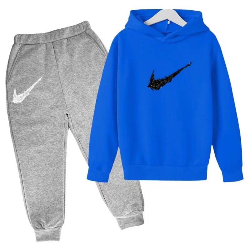 Nuovo Completo Sportivo Bambino e Bambina – Felpa con Cappuccio e Pantaloni Casual, da 3 a 13 Anni
