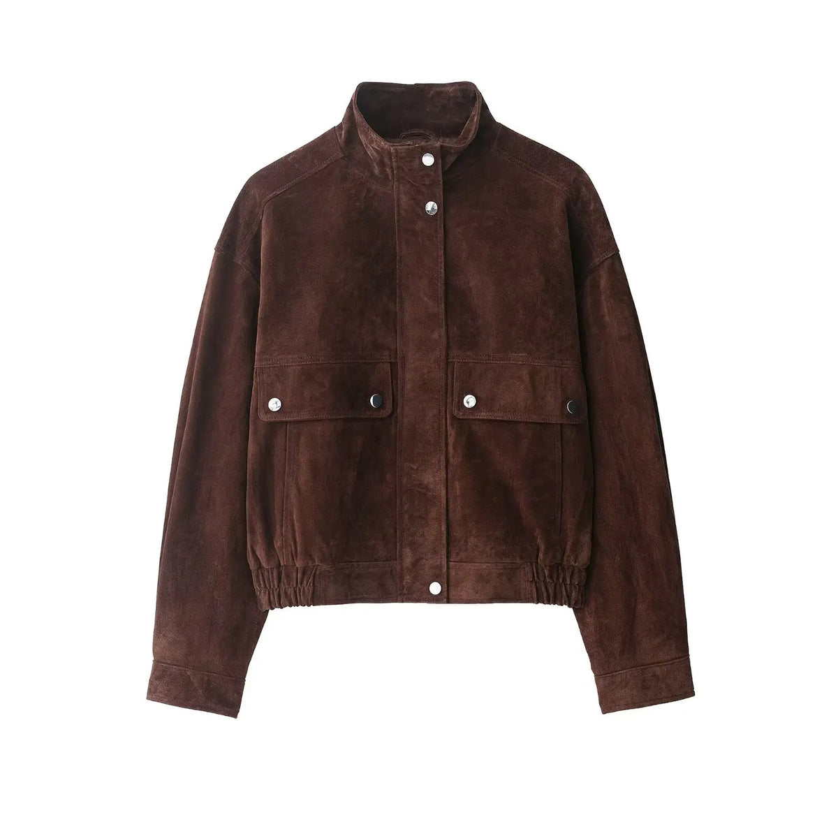 Giacca da donna autunnale slim con collo alto e tasche