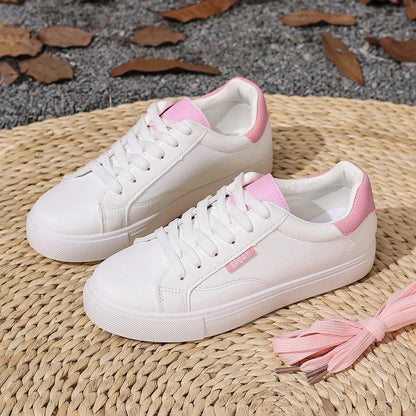Sneakers da donna stringate in PU, suola bassa