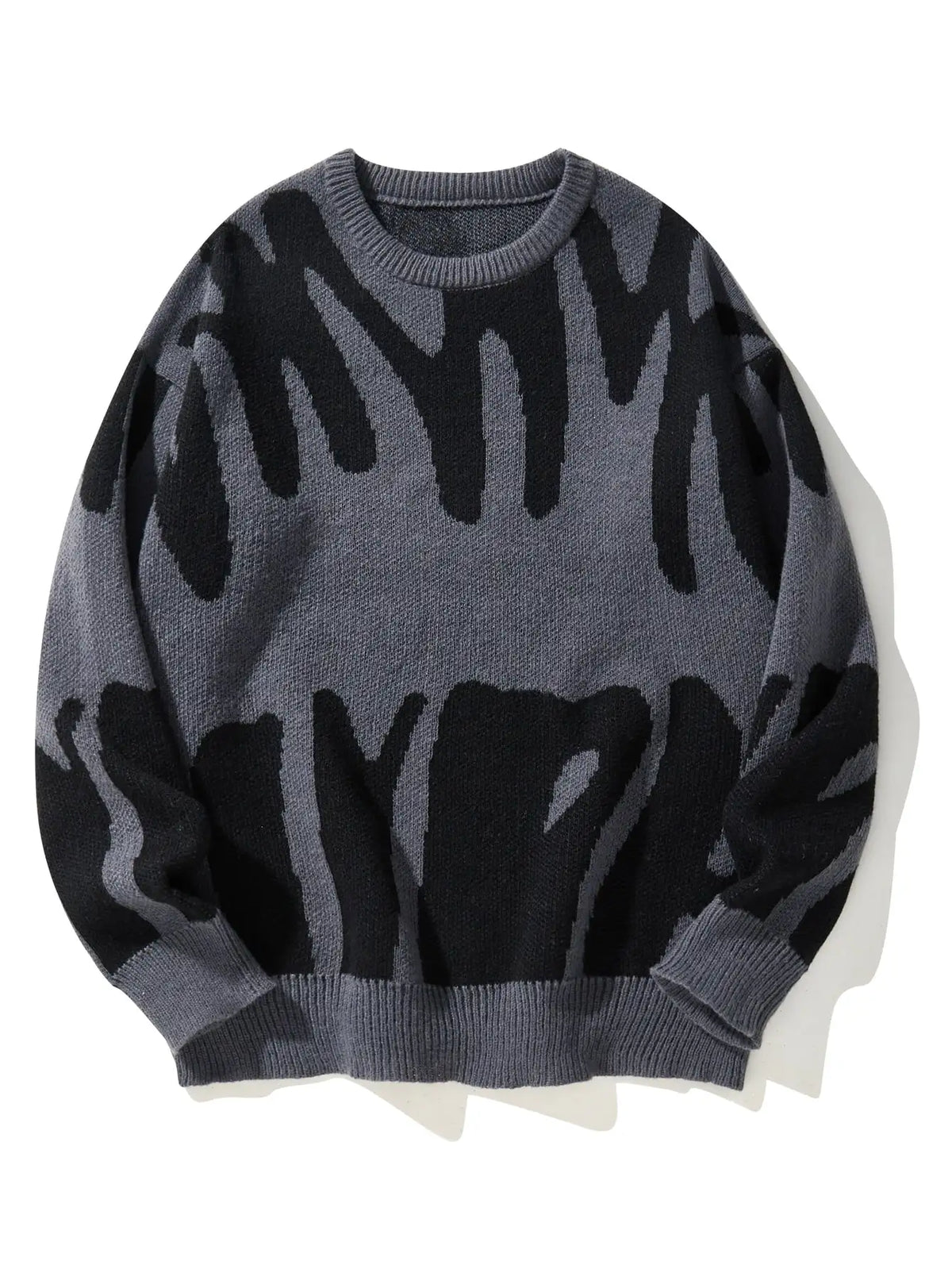 Maglione Uomo Jacquard a Contrasto – Pullover Girocollo Casual Autunno/Inverno