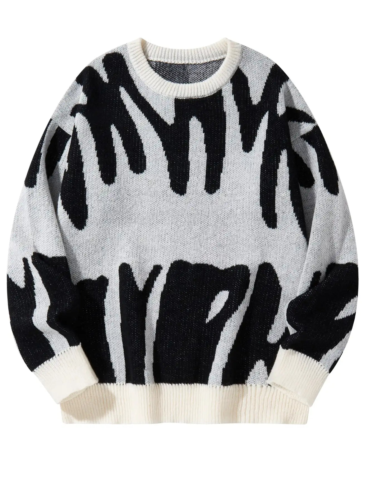 Maglione Uomo Jacquard a Contrasto – Pullover Girocollo Casual Autunno/Inverno