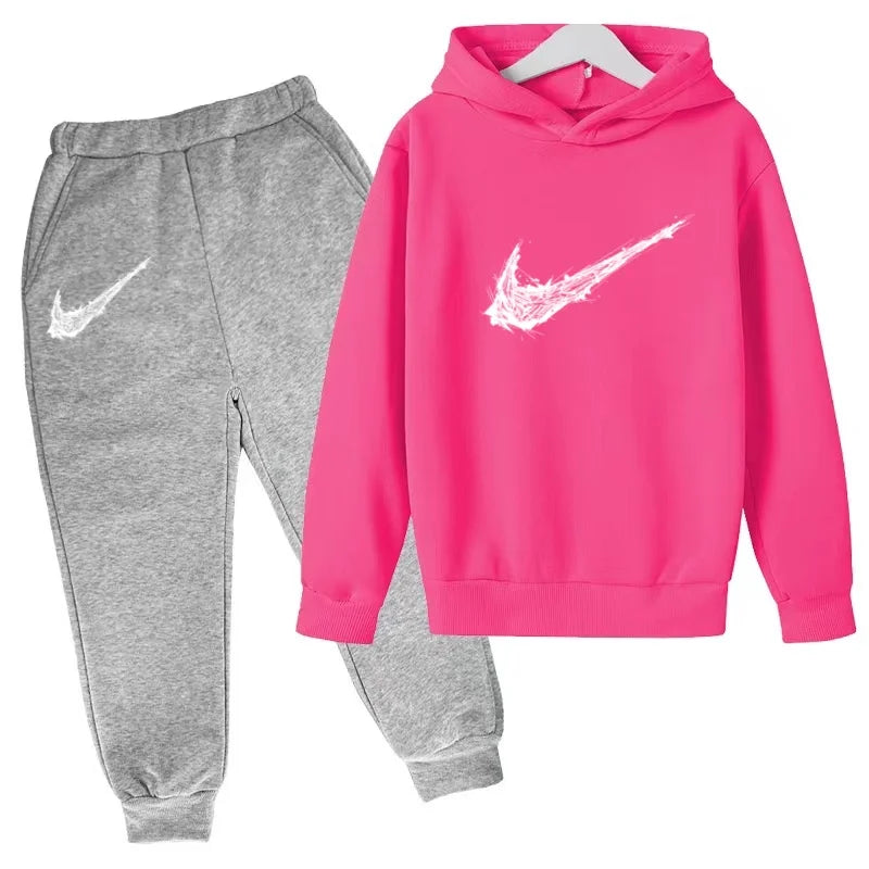 Nuovo Completo Sportivo Bambino e Bambina – Felpa con Cappuccio e Pantaloni Casual, da 3 a 13 Anni