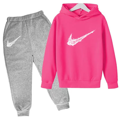 Nuovo Completo Sportivo Bambino e Bambina – Felpa con Cappuccio e Pantaloni Casual, da 3 a 13 Anni