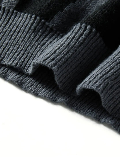 Maglione Uomo Jacquard a Contrasto – Pullover Girocollo Casual Autunno/Inverno