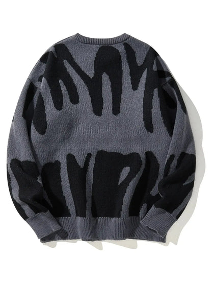 Maglione Uomo Jacquard a Contrasto – Pullover Girocollo Casual Autunno/Inverno