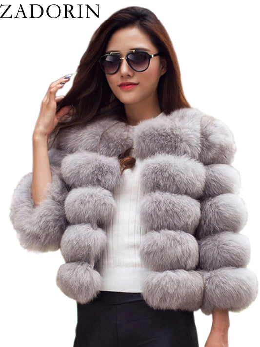 ✨ Cappotto Donna ZADORIN in Pelliccia Sintetica – Elegante & Morbido