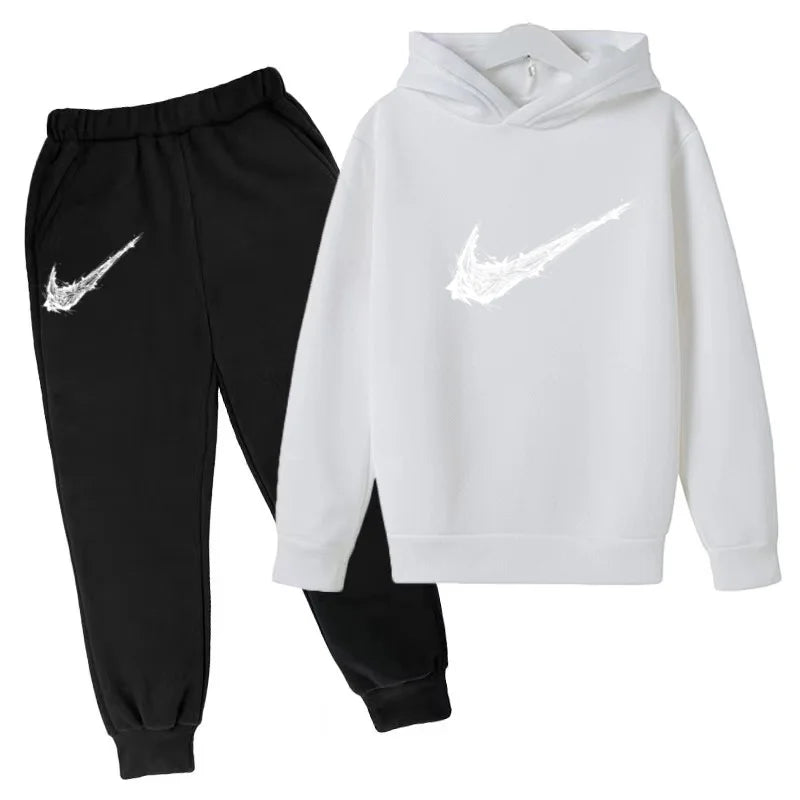 Nuovo Completo Sportivo Bambino e Bambina – Felpa con Cappuccio e Pantaloni Casual, da 3 a 13 Anni